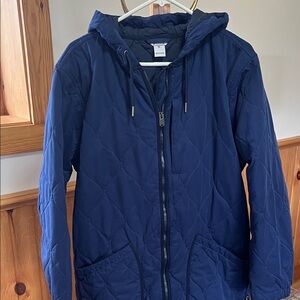 Duluth Trading Quilted Hooded Navy Jacket